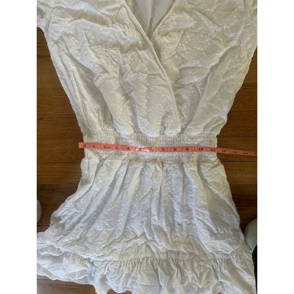 Michael Kors Julia Smocked Eyelet Flutter Dress White S - Picture 3 of 12